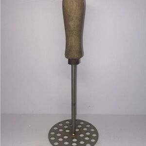 Wooden Handle Stainless Steel Potato Masher vintage farmhouse primative